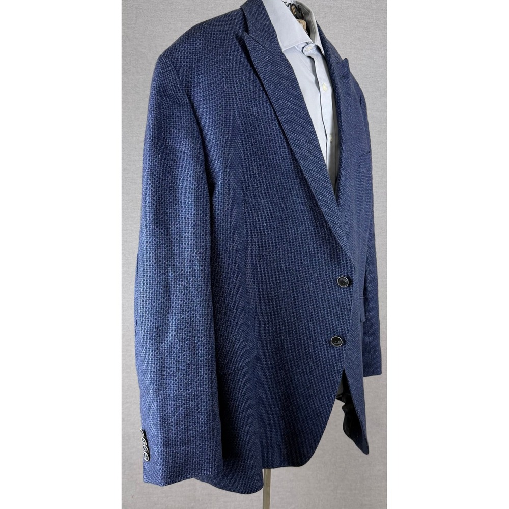 Joseph Abboud Heritage Mens 52R Navy Blue Linen Wool Blend Blazer Sport Coat